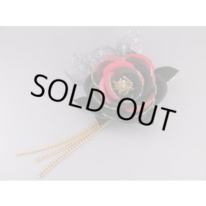 画像: 髪飾り 着物 成人式 振袖 袴 卒業式 結婚式 七五三 ちりめん バラ 髪飾り ブラック 黒 レッド 赤