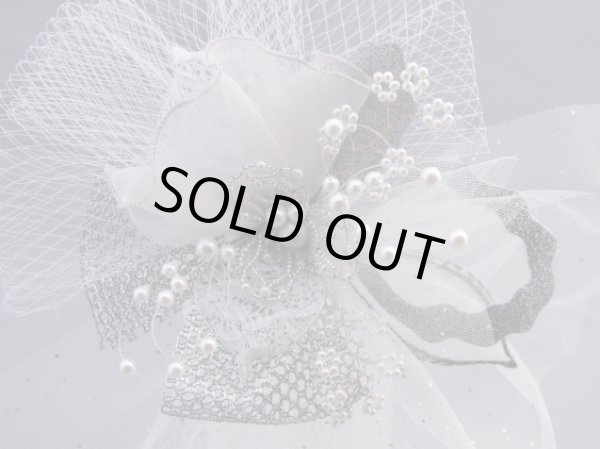 画像3: [着物・成人式・袴・卒業式・結婚式・ウェディング・パーティー]ロングチュール髪飾り　ホワイト/白・ブラック/黒&シルバーグレー