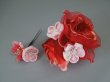 画像2: バラ・桜&つまみ細工・花髪飾り レッド/赤&ピンク
