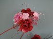 画像4: バラ&つまみ細工・花髪飾り さがり付き　 レッド/赤&ピンク