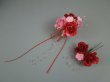 画像2: バラ&つまみ細工・花髪飾り さがり付き　 レッド/赤&ピンク