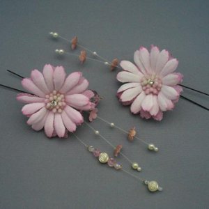 画像: [着物・成人式・袴・卒業式・結婚式・ウェディング]花髪飾り さがり付き　ピンク
