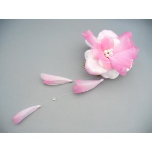 画像: [着物・成人式・袴・卒業式・結婚式・ウェディング・パーティー]花髪飾り　花さがり付き　ピンク