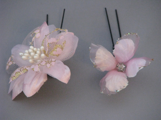 画像5: [着物・成人式・袴・卒業式・結婚式・ウェディング]花髪飾り パールさがり付き ピンク&ホワイト/白