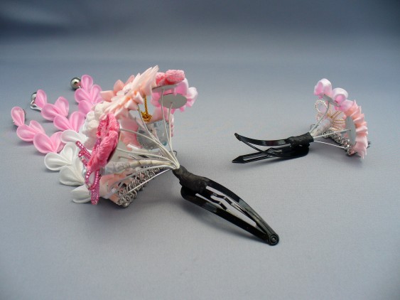 蝶々パール簪&ピンク髪飾りプリザーブドフラワー　結婚式　成人式　卒業式　和装
