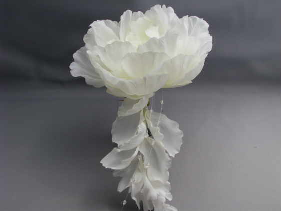 画像3: [着物・成人式・袴・卒業式・結婚式・ウェディング・パーティー]花髪飾り 花びらさがり付き ホワイト/白
