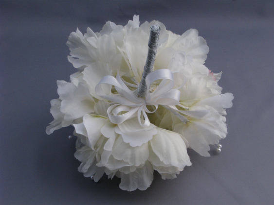画像2: ウェディングブーケ（ラウンドブーケ・造花）　ホワイト/白