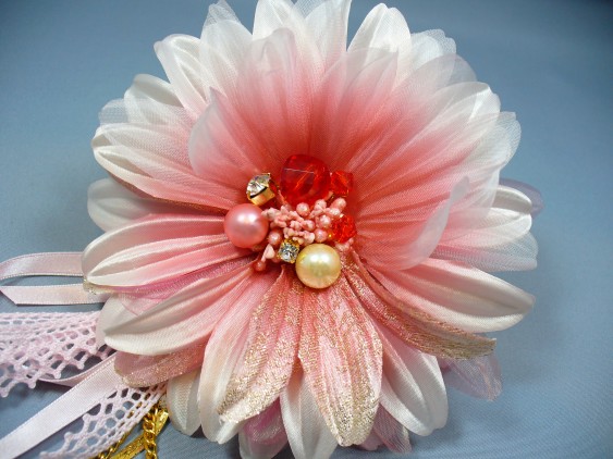 画像: [着物・成人式・袴・卒業式・結婚式・ウェディング・パーティー]花髪飾り　さがり付き　ピンク