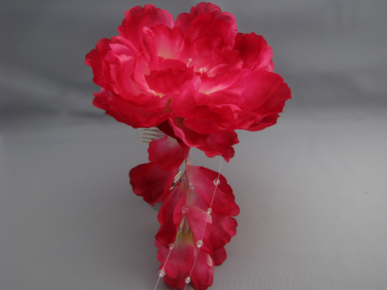 画像3: [着物・成人式・袴・卒業式・結婚式・ウェディング・パーティー]花髪飾り 花びらさがり付き レッド/赤